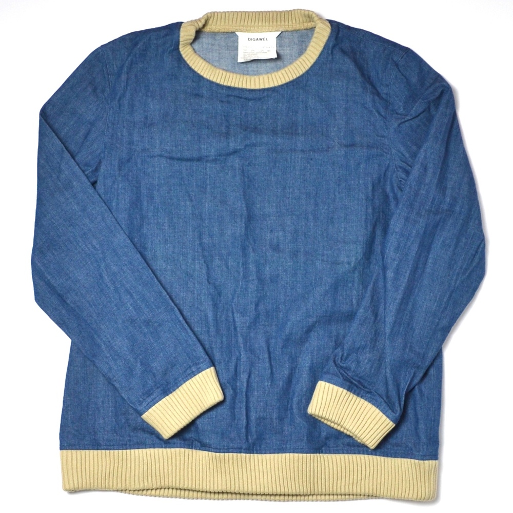 Digawel Denim Crewneck Pullover Sweater